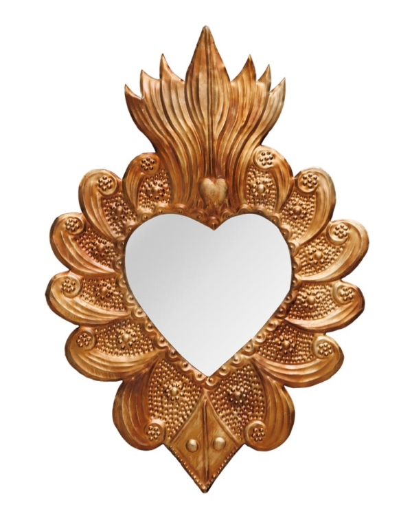 MIROIR COEUR ET FLAMES EX-VOTO